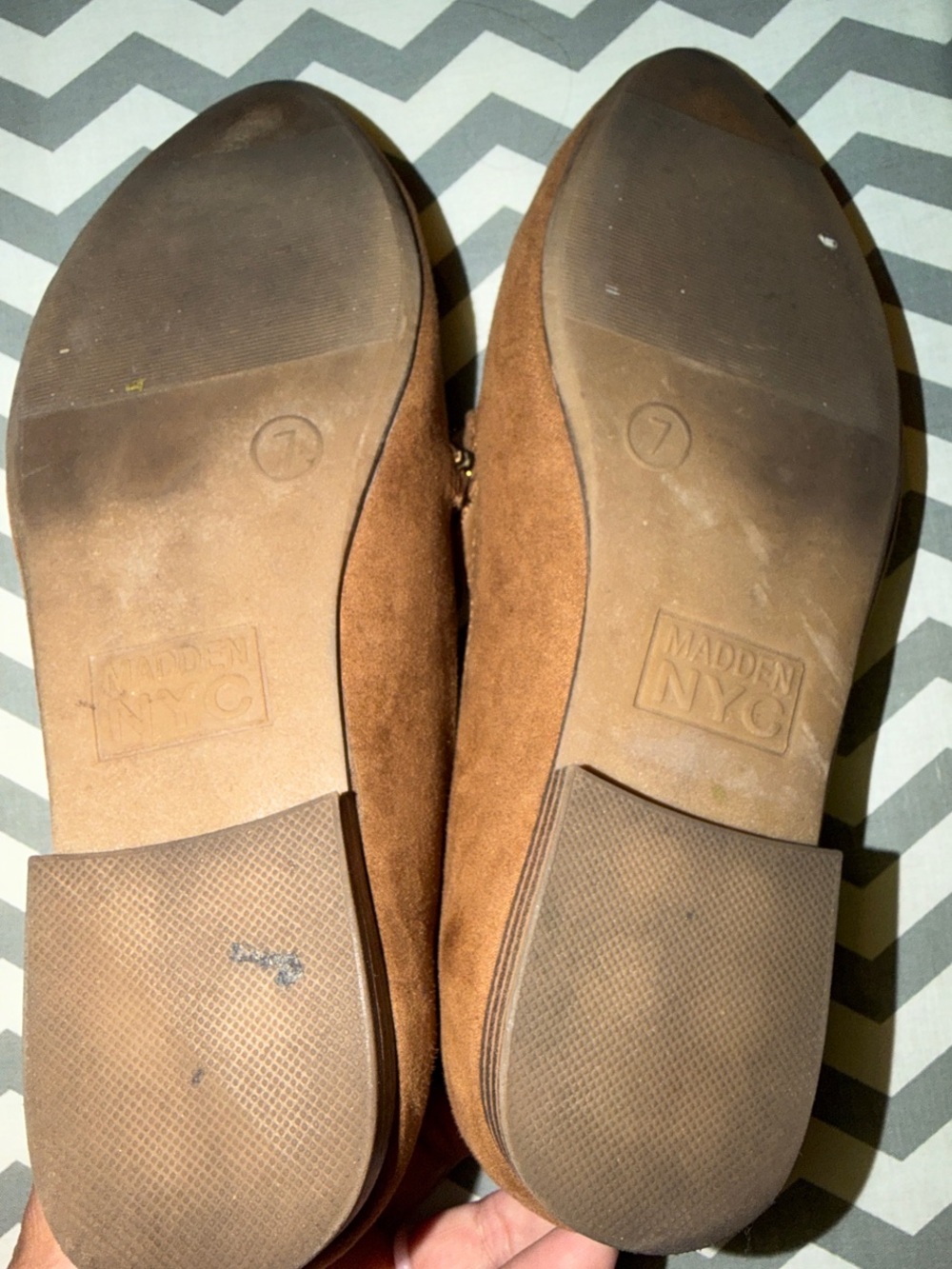 Women's Brown Suede Loafers with Gold Chain Accent - Picture 2 of 3